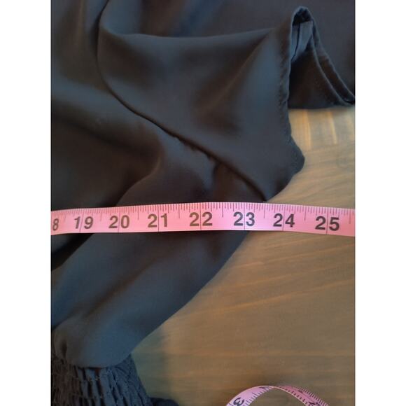 Torrid Button Down Blouse Women's 2X Black Ruffled front Smocked Waist Chiffon - Picture 8 of 15